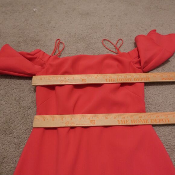 THEIA Women 2 Dress Off-The-Shoulder Crepe Ruffle Short Sleeves Pink $635 NWT - Picture 8 of 9